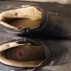 Naturalizer Black Leather Women's Ankle Booties with Buckle Detail